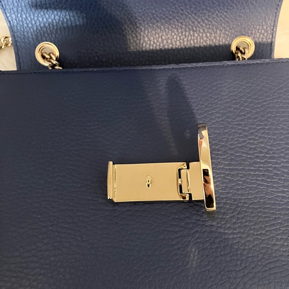 Blue Gucci Chain Strap / Crossbody or Shoulder leather Handbag - Picture 10 of 16